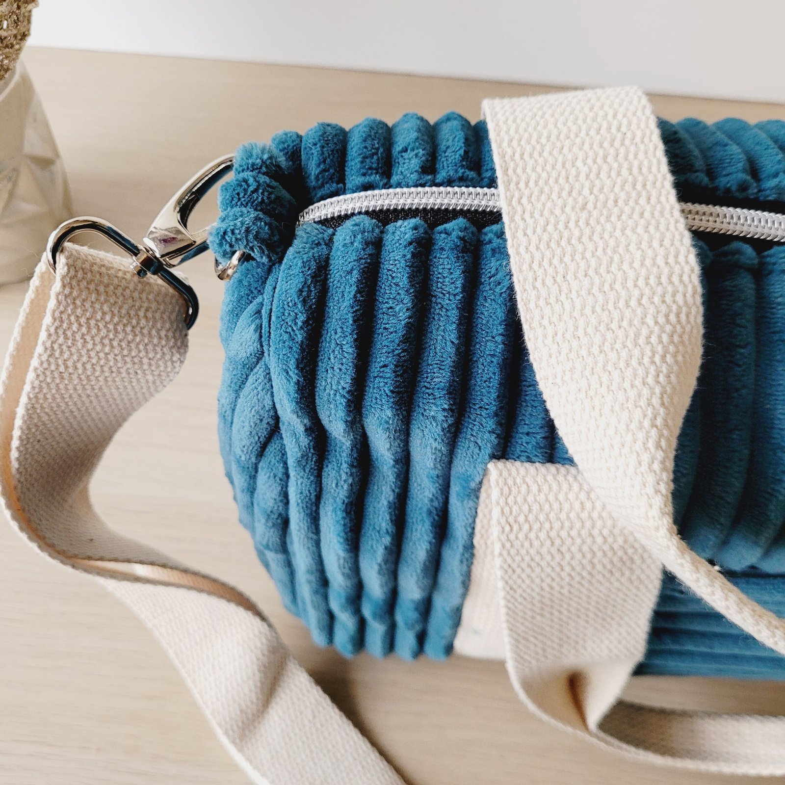 Sac Week end velours grosses côtes bleu – Image 11