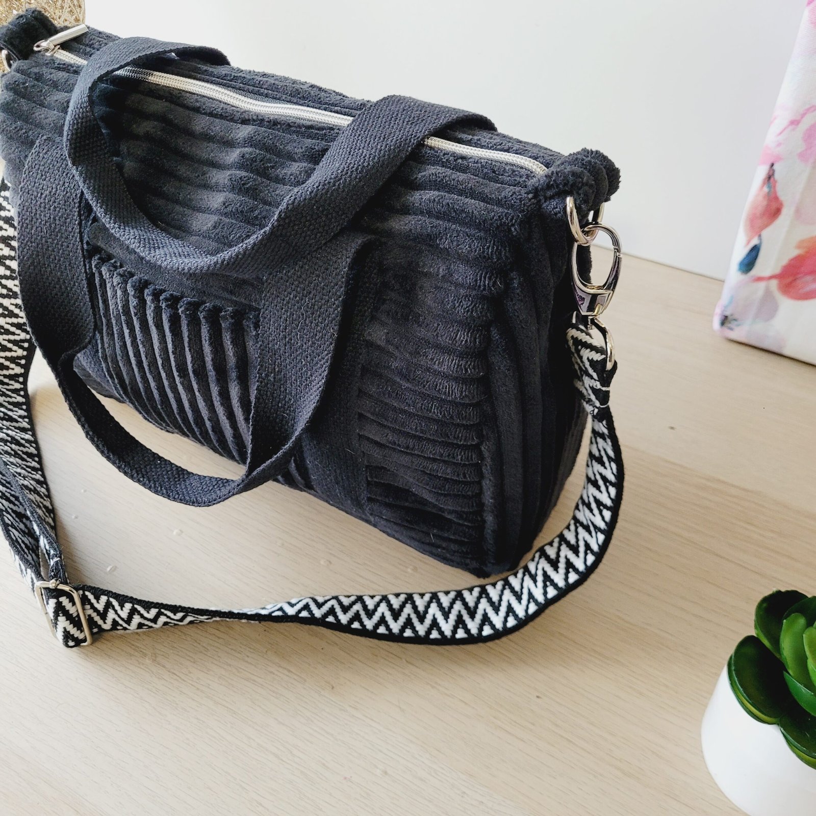 Sac Week-End en velours grosses côtes noir – Image 4