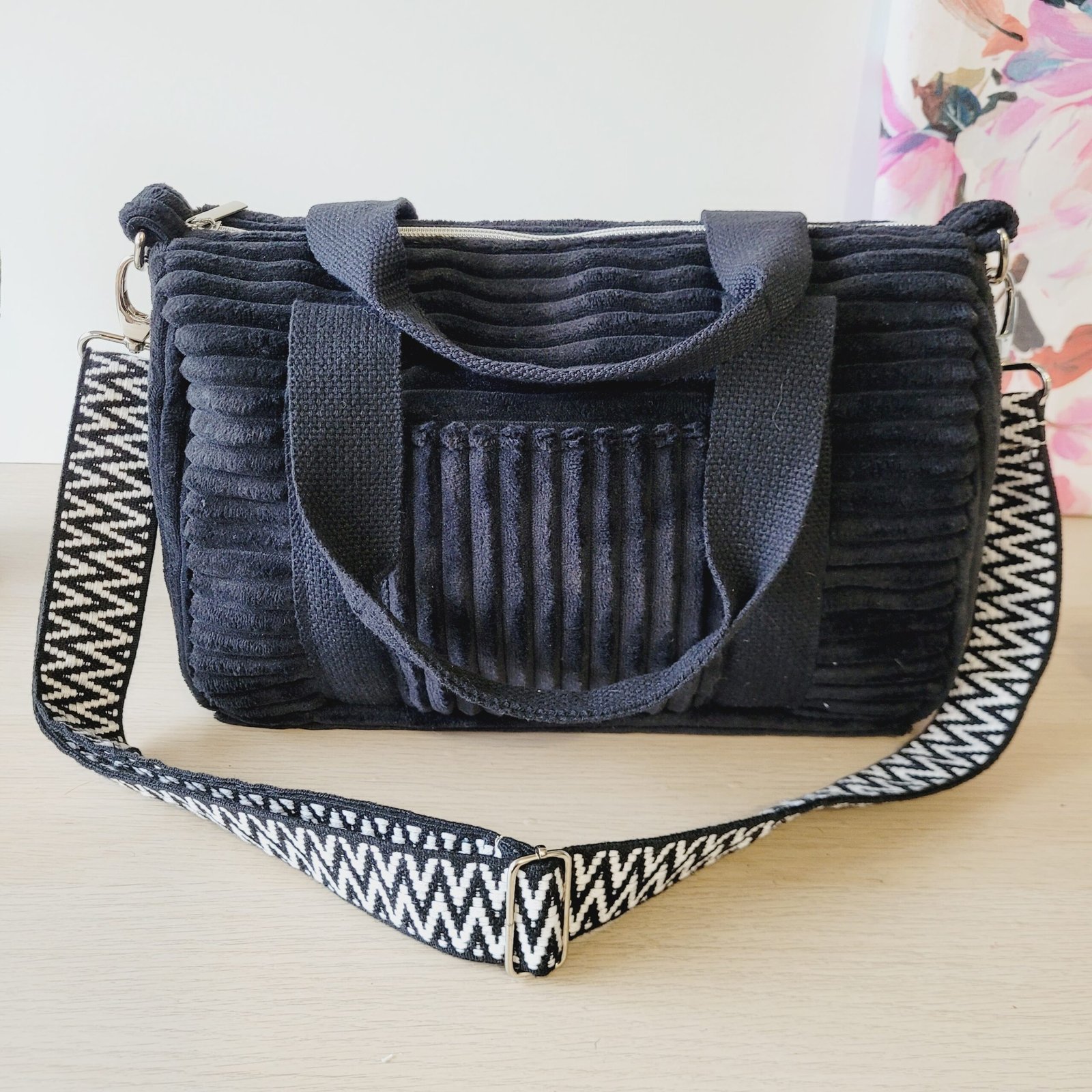 Sac Week-End en velours grosses côtes noir – Image 8