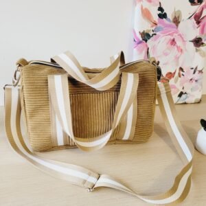 Sac Week end velours côtelé kaki